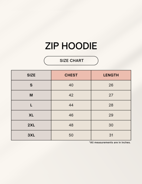 1745035590sizechart.png One Piece Unisex Zipper Hoodie
