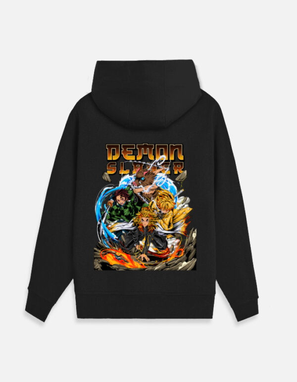 Aethel Moda' Demon Slayer Unisex Hoodie, Black, Anime Theme, Zip-Up Style