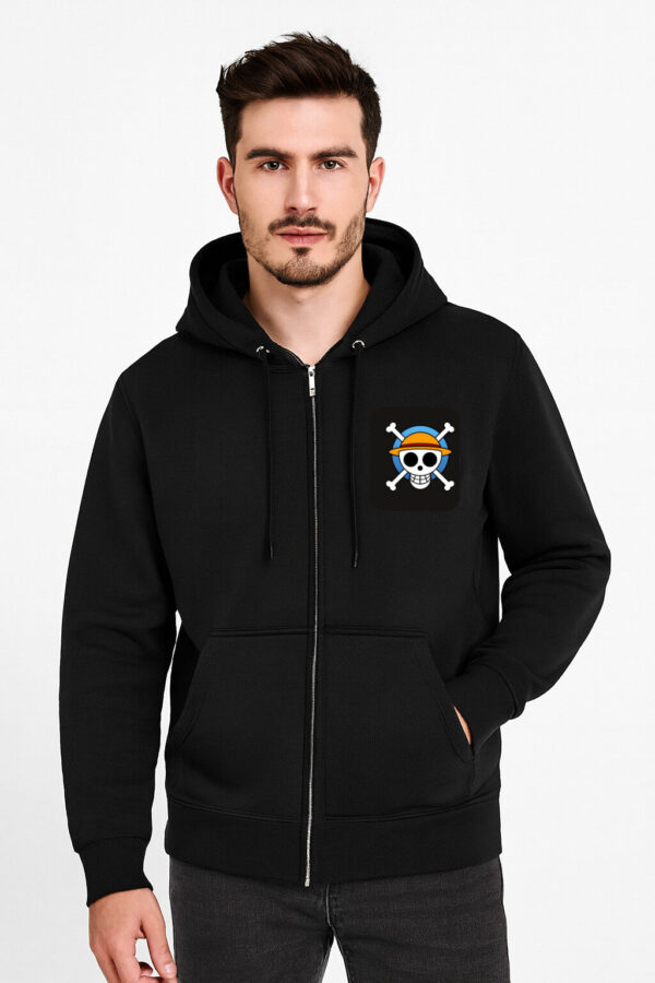 Aethel Moda’ One Piece Unisex Hoodie, Black, Anime Theme, Zipper Hoodie
