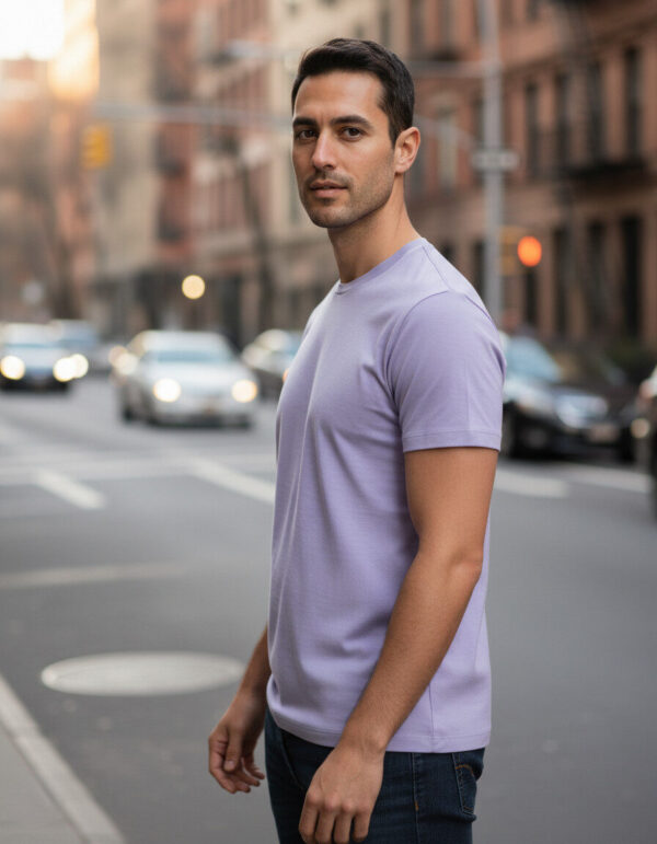 Purple Supima Left Supima Cotton Men Round Neck Pure Cotton T-Shirt